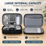 SaleOn 8.3X5 Inch Portable Storage Organizer for USB Cable, Earphone, Power Bank,Charger, Hard Disk & Digital Gadgets, with Mesh Pockets Size 21X12Cm Inside's Material and Color May Vary, Black - Image 2