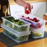Xiran 6 Fridge Storage Boxes Fridge Organizer With Removable Drain Plate&Lid Stackable Fridge Storage Containers Plastic Freezer Storage Containers For Fish,Meat,Vegetables,Fruits(1500Ml),Transparent - Image 7