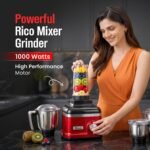 Rico 1000W Juicer Mixer Grinder for Kitchen & Home (Mixie) | 4 Jars (3 Steel + Nutri Sipper) for Smoothies, Chutney, Masala & Batter | Heavy Duty 18000 RPM | ISI Marked | 5 Yr Warranty - Image 2