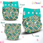 LILTOES Cloth Diapers For New Born Babies 0 to 3 Years | Freesize Adjustable and Reusable | Premium Cloth Nappies Pack of 3 (3 Cloth Diapers + 3 Inserts) |Dozing Koala + Maze Green + Avo Baby - Image 2