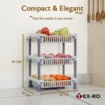 TEX-RO 3-Layer Kitchen Rack Stand | Multipurpose Rack for Storage | Vegetable Stand for Kitchen Storage Rack | Durable Kitchen Racks for Storage (Grey) - Image 2