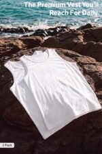 Van Heusen Men’s White Cotton Vest – Pack of 2 |Antibacterial 100% Combed Cotton | Moisture‑Wicking, Stay‑Fresh Technology, Soft Handfeel | Extended Length |Doesn’t lose shape | Regular Fit Sleeveless Innerwear | Style 10071 - Image 5