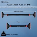 Lifelong Adjustable Pull-Up Bar for Home Gym | No Screws Hanging Bar, Adjustable Length (74-97cm), Doorway Chin-Up Bar, Gym Equipment for Men Workout, Strength Training. Weight Capacity (200kg) - Image 2