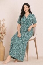 Bahumaan Pure Cotton Nighty for Woman | Floral Gown for Women Nightwear with Pocket | Cotton Nighty for Women Stylish | Maxi for Women Cotton - Image 6