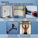 Lifelong Adjustable Pull-Up Bar for Home Gym | No Screws Hanging Bar, Adjustable Length (74-97cm), Doorway Chin-Up Bar, Gym Equipment for Men Workout, Strength Training. Weight Capacity (200kg) - Image 5