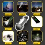 1200LM Super Bright Mini Keyring Torch Waterproof Mini LED Torch Key Ring Torch LED Rechargeable with Power Bank for Outdoor Camping (Silver) - Image 6