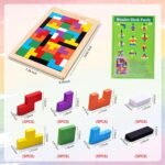 SHINETOY Wooden Tangram Puzzle for Kids 40 Pieces | Montessori Brain Teaser Blocks Game | Educational Wooden Toys for Toddlers | Color & Shape Learning Puzzle Gift for Boys & Girls Christmas Gift - Image 5
