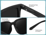 EFERMONE® Polarized Sunglasses for Men and Women 100% UV Protection Outdoor Travelling Sports Bikes Cars Driving and Hiking (Square | Medium) - Image 8