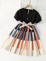 PAMBERSTONE Girls Dress Frock for Girls, Round Neck Puff Half Sleeve One Piece Dress, Stylish Kids Outfit, Birthday Dress, Cute Outfit for Casual - Image 4