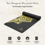 WiseLife Printed Yoga Mat (India's no 1 Yoga Brand) Yoga Strap For Men, Women, Kids | Anti-Slip Extra thick, long & Wide Exercise Sports Mat for Workout, Fitness, Gym, Home & Pilates 6MM (Black Mandala) - Image 3