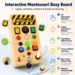 Busy Board for Toddlers | Montessori Toy with Switches, Buttons & Activities | Portable Wooden Busy House | Educational Toy for Baby Boys & Girls Age 2 3 - Image 7