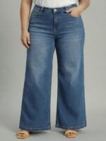 Amazon Brand - INKAST Women High Rise Wide Leg Full Length Cotton Poly Lycra Jeans | Casual Denim Wear - Image 5