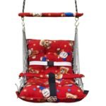 Cotton Velvet Baby Swing Foldable jhula Portable jhoola for Kids 0-3 Years Safety Belt Soft Cover (Red) - Image 5