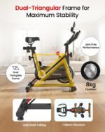 Sparnod Fitness SSB-07 Exercise Spin Bike for Home Gym, Infinite Variable Resistance, LED Console, Pulse Monitor, Emergency Brake, Adjustable Ergonomic Design, Maximum User Weight 120 kg - Image 3