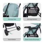 R for Rabbit Poppins Joy Stylish Baby Stroller | Pram for Kids with Reversible Handle | New Born Babies Stroller for 0 to 3 Years Boy and Girl (Green Black) - Image 6