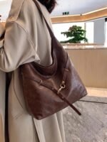 Women's Vintage PU Leather Hobo Bag - Large Capacity Slouchy Shoulder Handbag with Adjustable Buckle Strap - Stylish Casual Tote for Work, Travel & Daily Use - Image 4