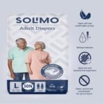 Amazon Brand - Solimo Adult Diapers, Tape Style | Pack of 60 | Large Size | Waist 38-54 in (96-137 cm) | Unisex | Quick Absorption | Leak Proof Upto 12 Hours | Wetness Indicator | For Men & Women - Image 2