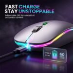 Offbeat Dash 2.4GHz Wireless + Bluetooth 5.1 +5.0 Mouse, Multi-Device Tripel Mode Type C Rechargeable Silent Click Buttons Wireless Bluetooth Mouse 3 Adjustable DPI, Works on 3 Devices (Silver) - Image 7