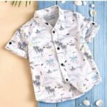 Vikita Enterprise Kid Boy's Cotton Hawaiian Tropical Printed Shirt with Spread Collar Neck Half Sleeves Button Closure Curved Length | Shirt For Kids Boys | 3652 - Image 2