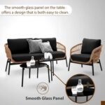 BRISHI Outdoor 4 Seater Sofa Set | Balcony Sofa | Patio Furniture Sets | Conversation Sets | Braid & Rope Garden Sofa Set (Tan-Black) - Image 5