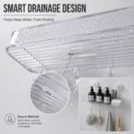 UNTERI-PRO Acrylic Set of 1 Wall Mounted Bathroom Shelf Organizer| Shower Caddy with Hooks, Multipurpose Shower Storage Rack for Shampoo, Soap, Bottles, Towels & Bathroom Accessories - Image 5