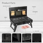 ORILEY Charcoal Barbeque Grill Set | Tandoori BBQ for Home & Outdoor Use | 4-Piece Combo | 8 Skewers | 1 Glove | 1 Tong | Foldable Standing BBQ for Camping, Picnic & Travel Cooking (Pack of 1, Black) - Image 3
