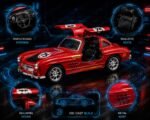 1:36 Scale Die Cast Metal Vintage Racing Car Toy for Kids Pull Back Sports Model with Opening Doors and Trunk Collectible Miniature Vehicle Red Classic Toy Car Gift for Boys and Girls - Image 6