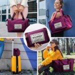 Wazdorf Nylon 41 Liter Expandable Travel Bags for Women, Duffle Bags for Women Luggage, Foldable Vanity Traveling Bag, Waterproof Hand Bag for Ladies Personal Items 41 cm Wine - Image 4