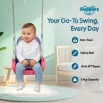 Amazon Brand - Supples Baby Swing for Kids | Non-Toxic Plastic | Indoor & Outdoor Use | Adjustable Design with Safety Belt | Age 3+ Years | Blue & Pink - Image 2