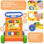 Mama Luv Mee Baby Activity Walker Learning Push Walker for Babies 6 to 18 Months, Foldable Musical Walker with Recreational Toy Bar (Orange) - Image 5