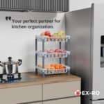 TEX-RO 3-Layer Kitchen Rack Stand | Multipurpose Rack for Storage | Vegetable Stand for Kitchen Storage Rack | Durable Kitchen Racks for Storage (Grey) - Image 9