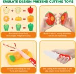 Amitasha 9 Pc Cutting Fruit Vegetable Play Food Kitchen Toys with 1 Chopping Board and 1 Knife Pretend Play Educational Toy for Toddlers Children Birthday Gift - Image 5