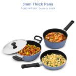 Hawkins Quik Nonstick Induction 4 Piece Cookware Set of Deep Kadhai, Frying Pan, Saucepan and Stainless Steel Lid | Kitchen Gift Pack | Grey (IQGP1) - Image 4