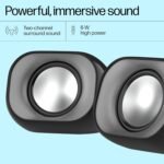 HP DHS-2111 Wired Speaker, 2-Channel Surround Sound, 3.5mm aux connectivity, PC and Phone Compatible, Easy Volume Controls, 1-Year Warranty, 0.27 kg, Black, 8C575AA - Image 4