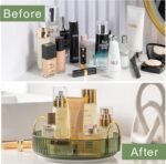 Xmart India 360° Rotating Makeup Organizer – Transparent Cosmetic & Skincare Storage Rack for Dressing Table Lipstick, Perfume, Beauty Accessories & Bathroom Counter Organizer (1 Layer, Green) - Image 4