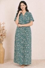 Bahumaan Pure Cotton Nighty for Woman | Floral Gown for Women Nightwear with Pocket | Cotton Nighty for Women Stylish | Maxi for Women Cotton - Image 4