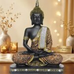 Global Grabbers new Limited Edition 25 Centimetre Meditating Sitting Buddha Idol Statue showpiece Home Decor Decoration Items for Living Room and Gifts (1, Orange Black) - Image 7