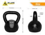 De Jure Fitness PVC Kettlebell 3kg for Men & Women, Strength & Cardio Training, Soft Grip, Crushed Concrete Filled, Full Body Workout Equipment for Home & Gym (Grey Black) - Image 4