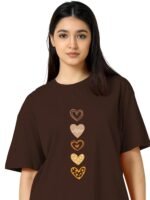 TQH Oversized T Shirt for Women | Tshirt for Women | Women's Top Printed Tee for Woman | Cotton Blend Loose Fit Drop Shoulder Round Neck Casual Top for Summer College Travel Lounge Wear - Image 4