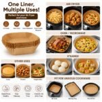 RUCON® Air Fryer Paper Liners 100 PCS | Disposable Non-Stick Parchment Paper | Oil-Proof, Waterproof & Heat Resistant | Food Grade Baking Paper for Air Fryer,Oven, Microwave Steamer (Square 8 Inch) - Image 4