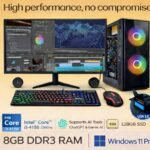TECNICO Desktop Computer Set with 20" LED Monitor – Core i3-4130 3.4GHz, 8GB DDR3 RAM, 128GB SSD, WiFi 6, Bluetooth 5.0, RGB Combo, Supports AI Tools Like ChatGPT & Gemini AI - Image 2