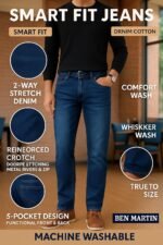 Ben Martin Men's Smart Fit Stretchable Jeans || Mid-Rise Denim Pants with Whisker Wash || Premium Casual Wear Jean for Men || 5 Pocket Jean's for Men's (2) - Image 7