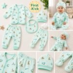 First Kick Presents New Born Baby Summer Wear Baby Clothes 5Pcs Sets 100% Cotton Baby Boys Girls Unisex Baby Cotton/Summer Suit Infant Clothes First Gift for New Born Baby - Image 4