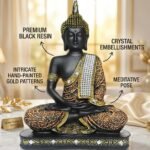 Global Grabbers new Limited Edition 25 Centimetre Meditating Sitting Buddha Idol Statue showpiece Home Decor Decoration Items for Living Room and Gifts (1, Orange Black) - Image 4