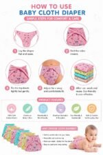 Pack of 12 Cotton Cloth Diapers/Langot Washable Nappies Assorted Prints (Multicolour, 0-6 Months) - Image 2