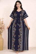 Bahumaan Pure Cotton Kaftan Nighty for Women | Kaftan Maxi for Women | Kaftan Night Gowns for Women | Cotton Nighty for Women Stylish | - Image 5