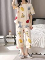 Lunza Women’s Cotton Pajama Set with Top & Pants|| Korean Night Suit|| Lightweight Printed Set || Soft & Comfy Sleepwear for Girls & Women - Image 7
