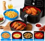 RUCON® Silicone Air Fryer Liner Square 8 Inch,Food Grade BPA Free Non-Stick Air Fryer Pot, Easy Clean Air Fryer Basket Liner, Heat Resistant up to 450°F, Dishwasher Safe for Air Fryers (Pack of 2) - Image 2