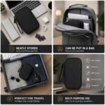 SaleOn 8.3X5 Inch Portable Storage Organizer for USB Cable, Earphone, Power Bank,Charger, Hard Disk & Digital Gadgets, with Mesh Pockets Size 21X12Cm Inside's Material and Color May Vary, Black - Image 8