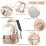 FWQPRA Girls Backpack School Backpack with Small Zipper Pouch Fashion Nylon with Padded Shoulder Straps & Handle Design Multi Compartment Large for School,Camping,Travel - Image 4